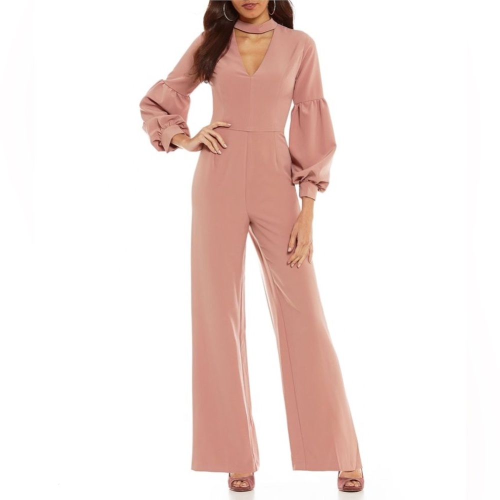 Pink puff sleeve jumpsuit
